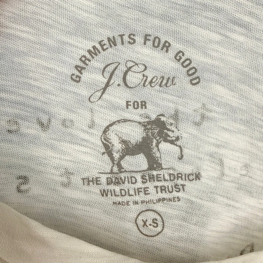 J.Crew T-Shirt Womens XS Cream Elephant Graphic David Sheldrick Wildlife Trust - Picture 2 of 6